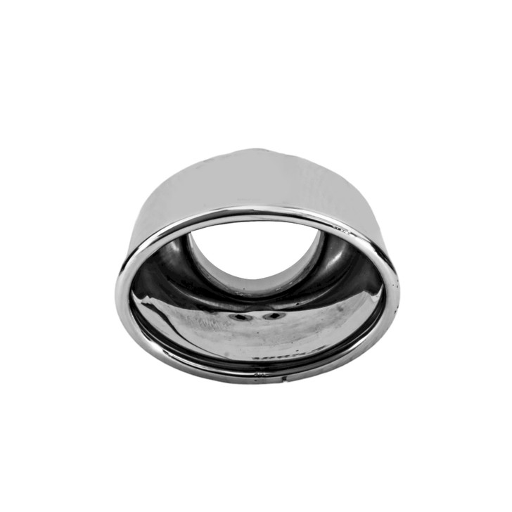 2.95 x 3.93 inch Oval Slash Cut - Rolled Edge Mirror Polished 304 Stainless Steel Exhaust Tip  - PE35032