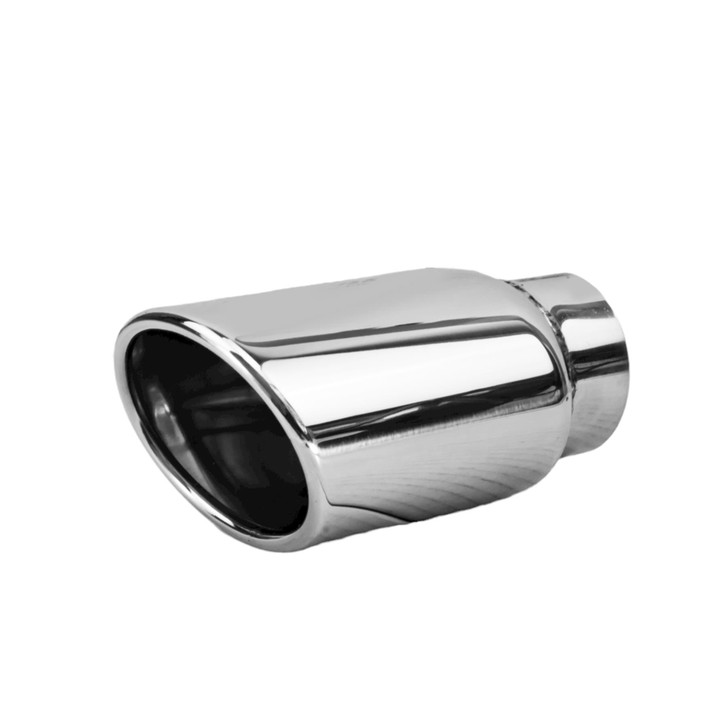 2.95 x 3.93 inch Oval Slash Cut - Rolled Edge Mirror Polished 304 Stainless Steel Exhaust Tip  - PE35032