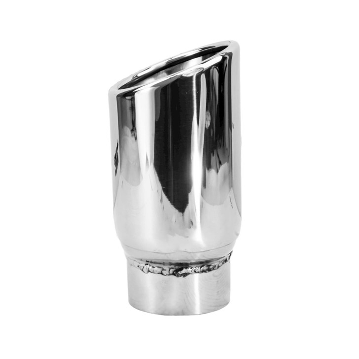 2.95 x 3.93 inch Oval Slash Cut - Rolled Edge Mirror Polished 304 Stainless Steel Exhaust Tip  - PE35032