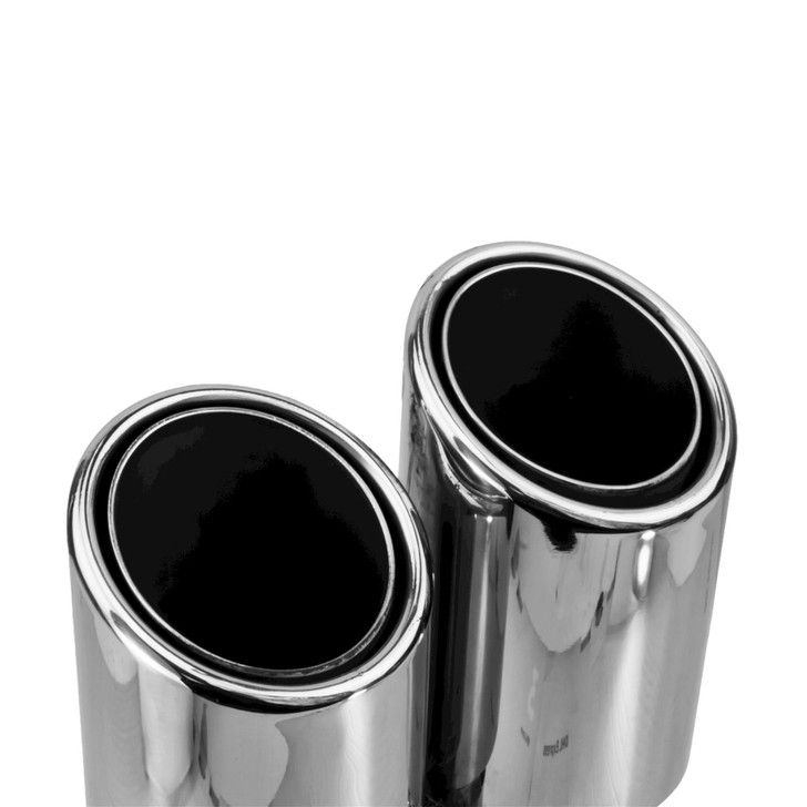 3 inch Round Slash Cut - Rolled Edge Mirror Polished 304 Stainless Steel Exhaust Tip  - PE35010L