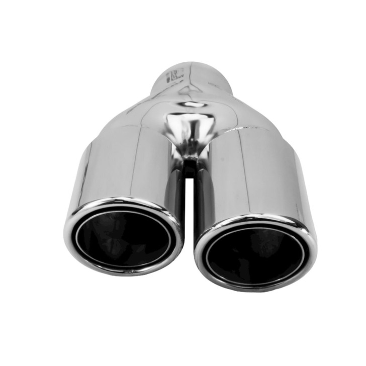 3 inch Round Slash Cut - Rolled Edge Mirror Polished 304 Stainless Steel Exhaust Tip  - PE35010L