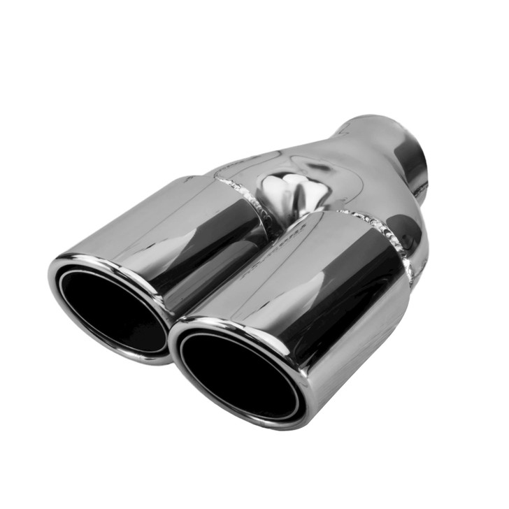 3 inch Round Slash Cut - Rolled Edge Mirror Polished 304 Stainless Steel Exhaust Tip  - PE35010L