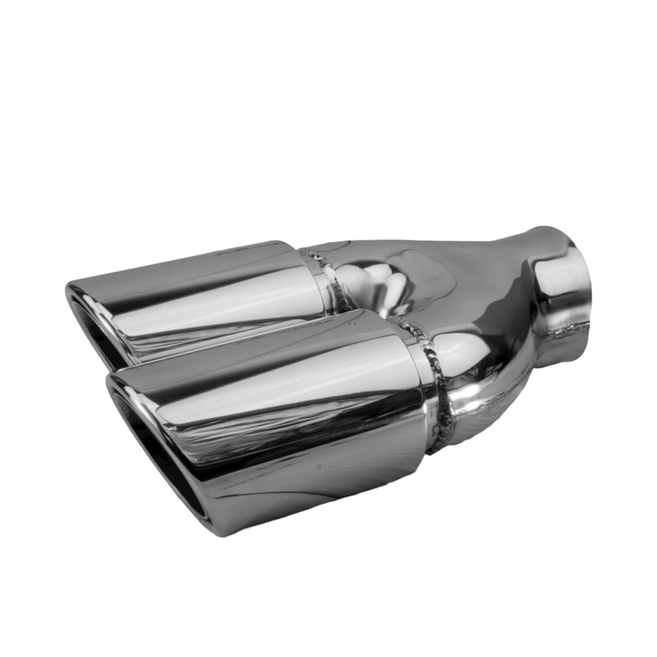 3 inch Round Slash Cut - Rolled Edge Mirror Polished 304 Stainless Steel Exhaust Tip  - PE35010L