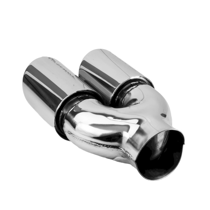 3 inch Round Slash Cut - Rolled Edge Mirror Polished 304 Stainless Steel Exhaust Tip  - PE35010L