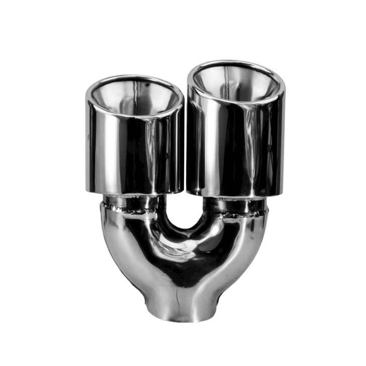 3.5 inch Round Slash-Cut - Rolled Edge - Double-Wall Mirror Polished 304 Stainless Steel Exhaust Tip  - PE35018L
