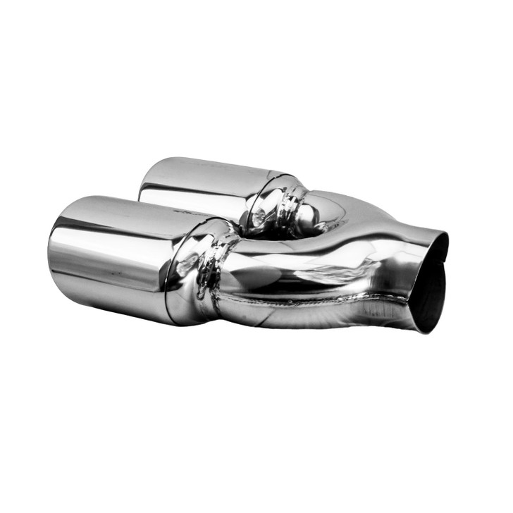 2.95 x 3.93 inch Oval Slash Cut - Rolled Edge Mirror Polished 304 Stainless Steel Exhaust Tip  - PE35035