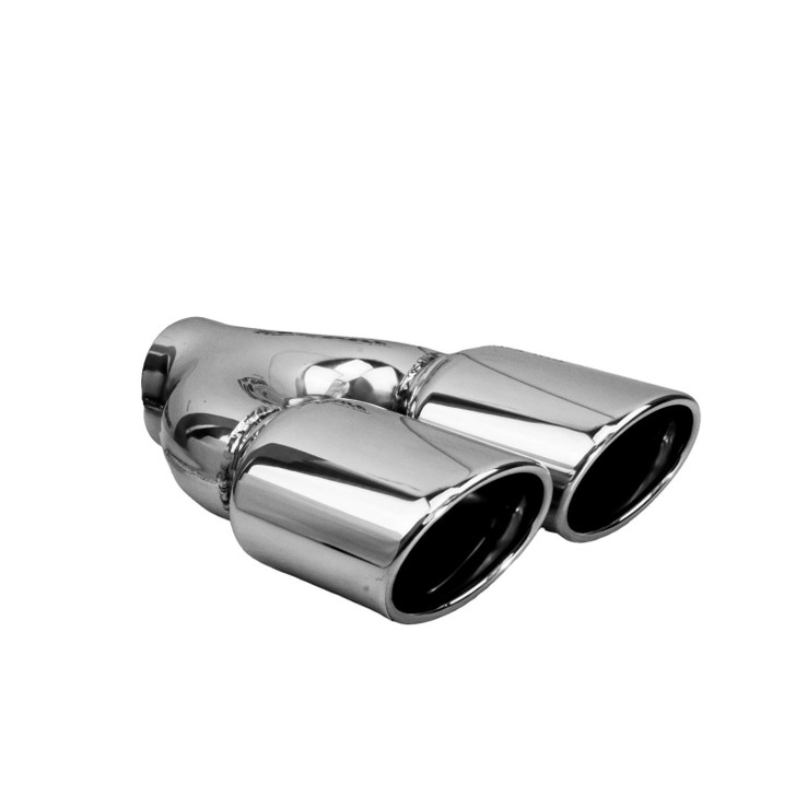 2.95 x 3.93 inch Oval Slash Cut - Rolled Edge Mirror Polished 304 Stainless Steel Exhaust Tip  - PE35035
