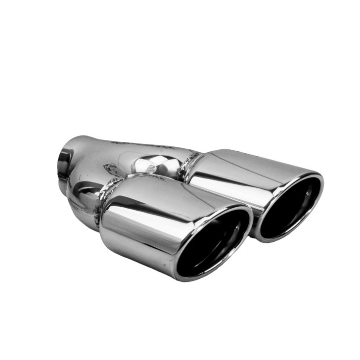 2.95 x 3.93 inch Oval Slash Cut - Rolled Edge Mirror Polished 304 Stainless Steel Exhaust Tip  - PE35035