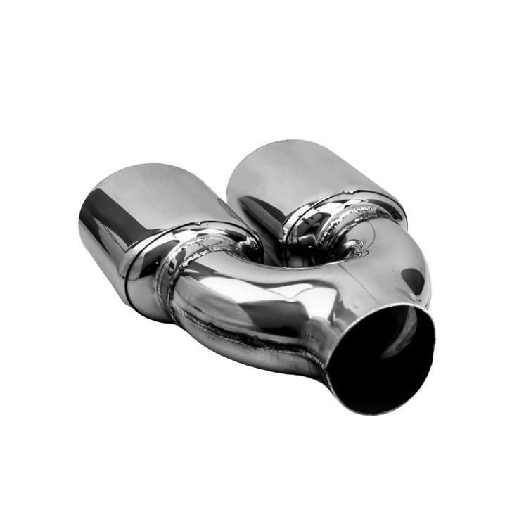 2.95 x 3.93 inch Oval Slash Cut - Rolled Edge Mirror Polished 304 Stainless Steel Exhaust Tip  - PE35033