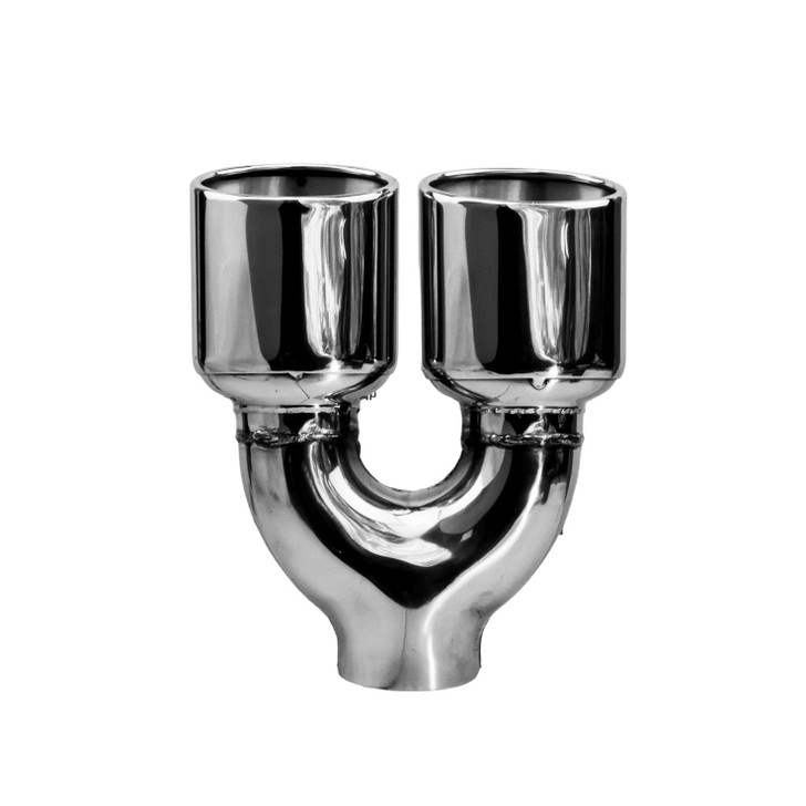 2.95 x 3.93 inch Oval Slash Cut - Rolled Edge Mirror Polished 304 Stainless Steel Exhaust Tip  - PE35033