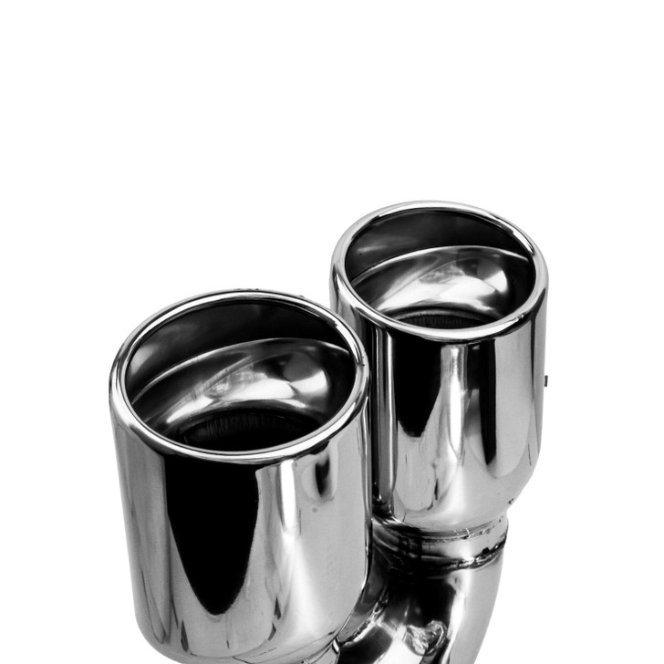 2.95 x 3.93 inch Oval Slash Cut - Rolled Edge Mirror Polished 304 Stainless Steel Exhaust Tip  - PE35033