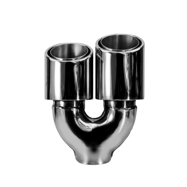3.5 inch Round Slash-Cut - Rolled Edge - Double-Wall Mirror Polished 304 Stainless Steel Exhaust Tip  - PE35019L