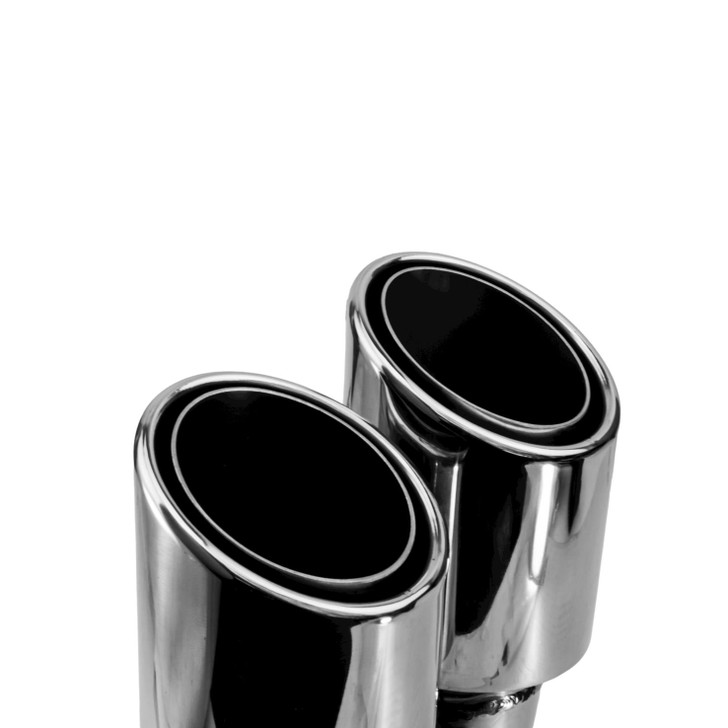 3.5 inch Round Slash-Cut - Rolled Edge - Double-Wall Mirror Polished 304 Stainless Steel Exhaust Tip  - PE35019L