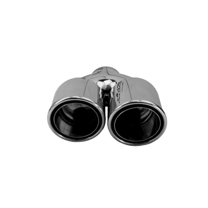 3.5 inch Round Slash-Cut - Rolled Edge - Double-Wall Mirror Polished 304 Stainless Steel Exhaust Tip  - PE35019L