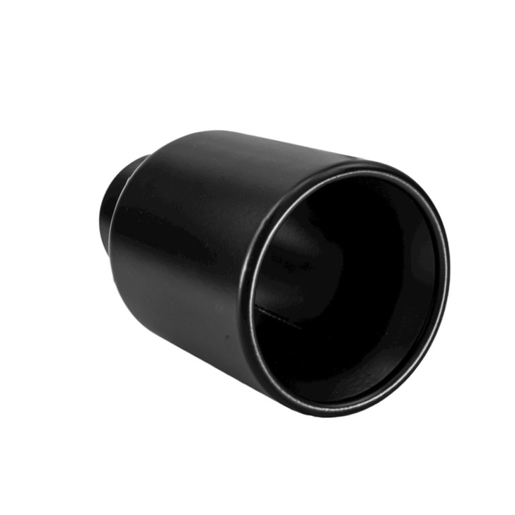 4 inch Round Straight Cut - Rolled Edge Black Powder Coated 304 Stainless Steel Exhaust Tip  - PE35024