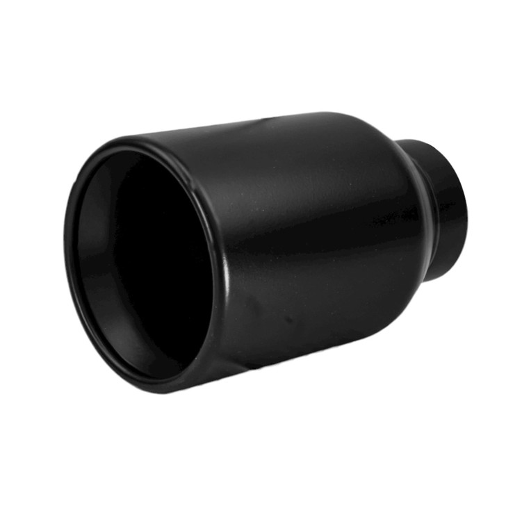 4 inch Round Straight Cut - Rolled Edge Black Powder Coated 304 Stainless Steel Exhaust Tip  - PE35024