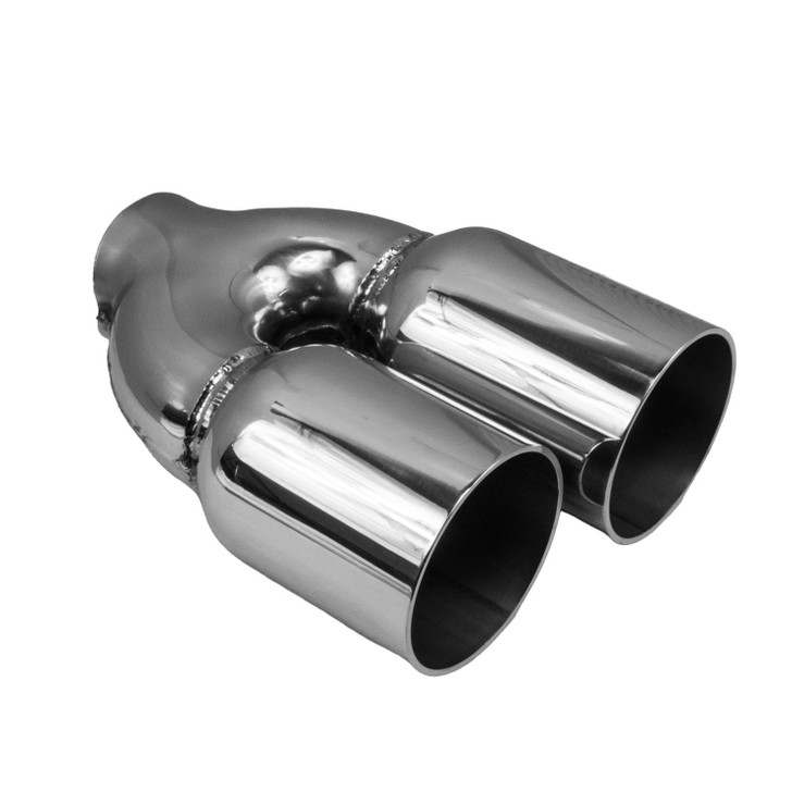3.5 inch Round Straight Cut - Double Wall Mirror Polished 304 Stainless Steel Exhaust Tip  - PE35017