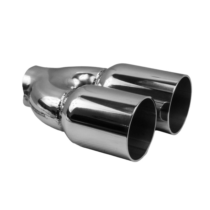 3.5 inch Round Straight Cut - Double Wall Mirror Polished 304 Stainless Steel Exhaust Tip  - PE35017