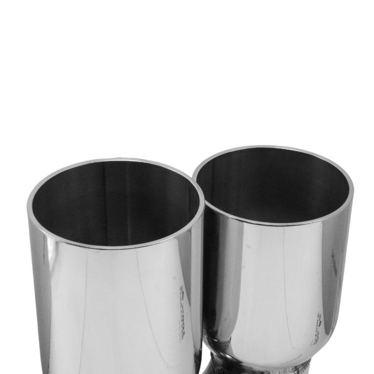 3.5 inch Round Straight Cut - Double Wall Mirror Polished 304 Stainless Steel Exhaust Tip  - PE35017