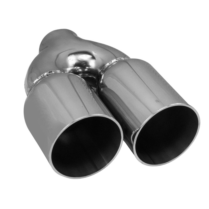 3.5 inch Round Straight Cut - Double Wall Mirror Polished 304 Stainless Steel Exhaust Tip  - PE35017