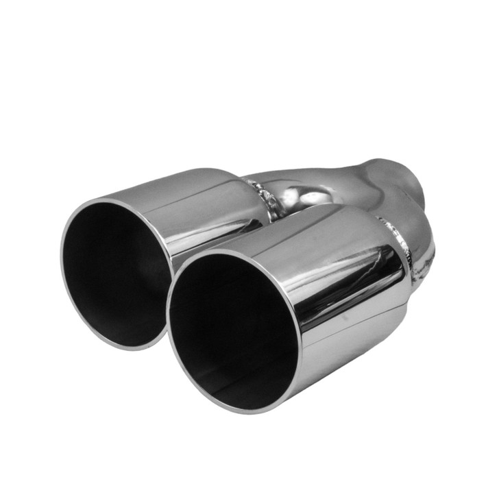 3.5 inch Round Straight Cut - Double Wall Mirror Polished 304 Stainless Steel Exhaust Tip  - PE35017