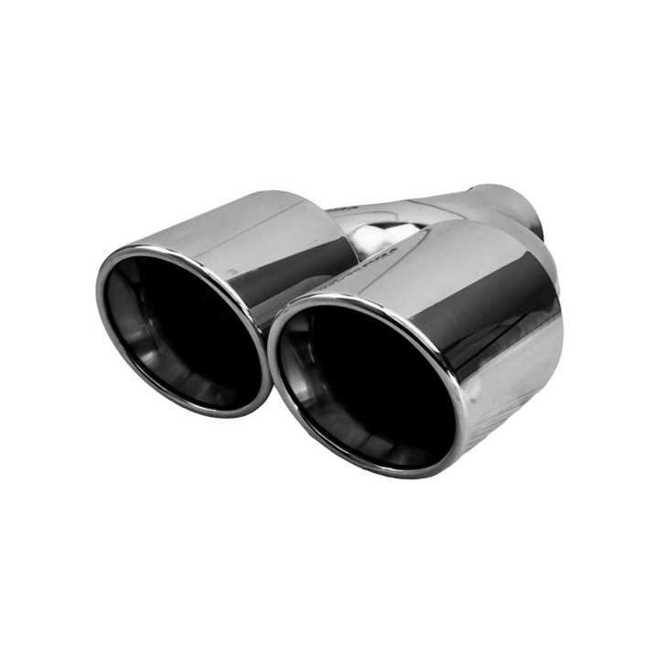 4 inch Round Slash Cut - Rolled Edge Mirror Polished 304 Stainless Steel Exhaust Tip  - PE35027R