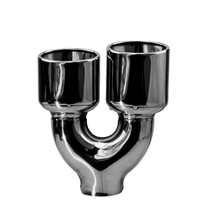 2.95 x 3.93 inch Oval Slash Cut - Rolled Edge Mirror Polished 304 Stainless Steel Exhaust Tip  - PE35034L