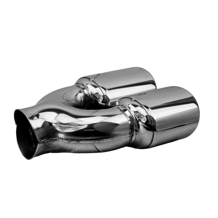 2.95 x 3.93 inch Oval Slash Cut - Rolled Edge Mirror Polished 304 Stainless Steel Exhaust Tip  - PE35034L