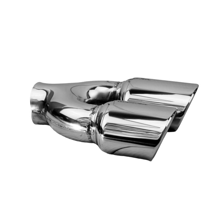 2.95 x 3.93 inch Oval Slash Cut - Rolled Edge Mirror Polished 304 Stainless Steel Exhaust Tip  - PE35034L