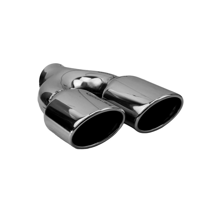 2.95 x 3.93 inch Oval Slash Cut - Rolled Edge Mirror Polished 304 Stainless Steel Exhaust Tip  - PE35034L