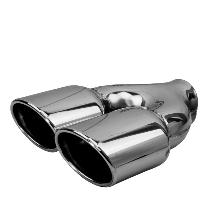 2.95 x 3.93 inch Oval Slash Cut - Rolled Edge Mirror Polished 304 Stainless Steel Exhaust Tip  - PE35034L