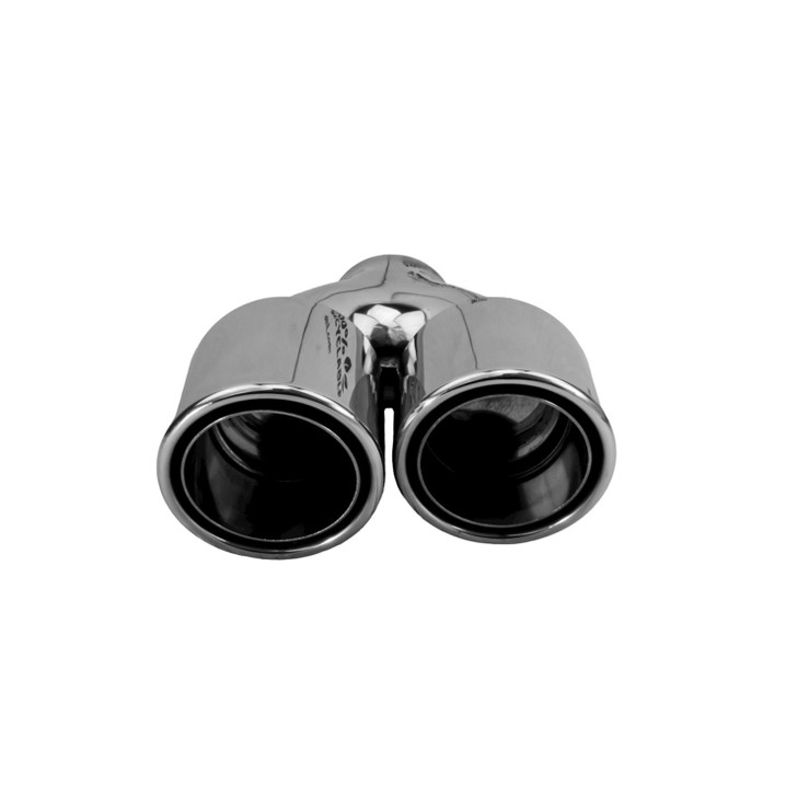3.5 inch Round Slash-Cut - Rolled Edge - Double-Wall Mirror Polished 304 Stainless Steel Exhaust Tip  - PE35019R