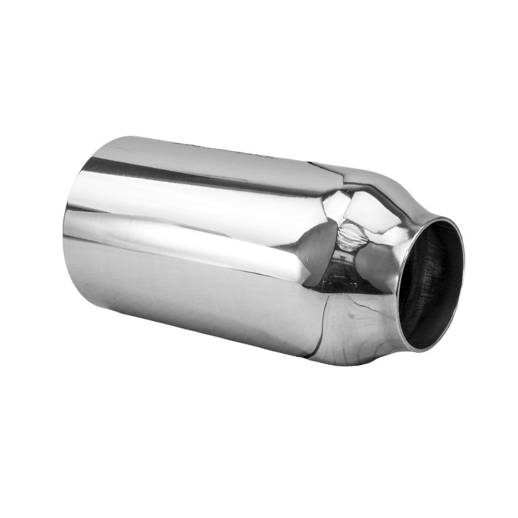3.5 inch Round Straight Cut Mirror Polished 304 Stainless Steel Exhaust Tip  - PE35016