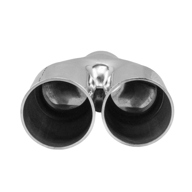 3 inch Round Staggered - Straight Cut Mirror Polished 304 Stainless Steel Exhaust Tip  - PE35008