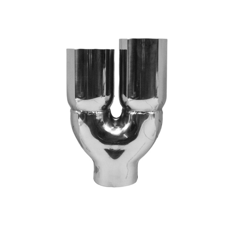 3 inch Round Staggered - Straight Cut Mirror Polished 304 Stainless Steel Exhaust Tip  - PE35008