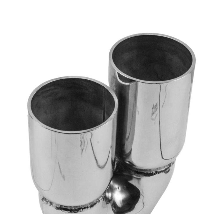 3 inch Round Staggered - Straight Cut Mirror Polished 304 Stainless Steel Exhaust Tip  - PE35008