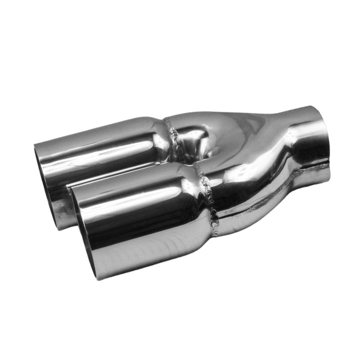 3 inch Round Staggered - Straight Cut Mirror Polished 304 Stainless Steel Exhaust Tip  - PE35008