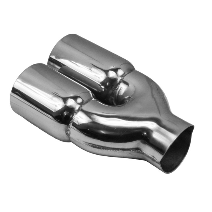 3 inch Round Staggered - Straight Cut Mirror Polished 304 Stainless Steel Exhaust Tip  - PE35008