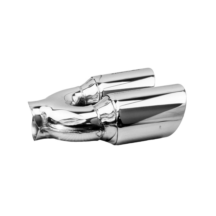 3.5 inch Round Slash Cut Mirror Polished 304 Stainless Steel Exhaust Tip - PE35022R