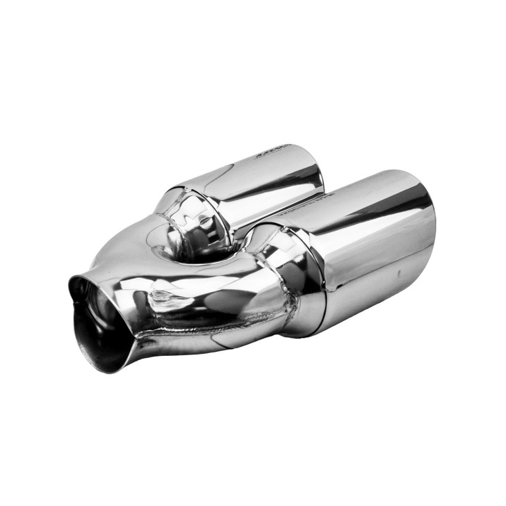 3.5 inch Round Slash Cut Mirror Polished 304 Stainless Steel Exhaust Tip - PE35022R