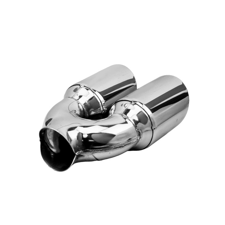 3.5 inch Round Slash Cut Mirror Polished 304 Stainless Steel Exhaust Tip - PE35022R