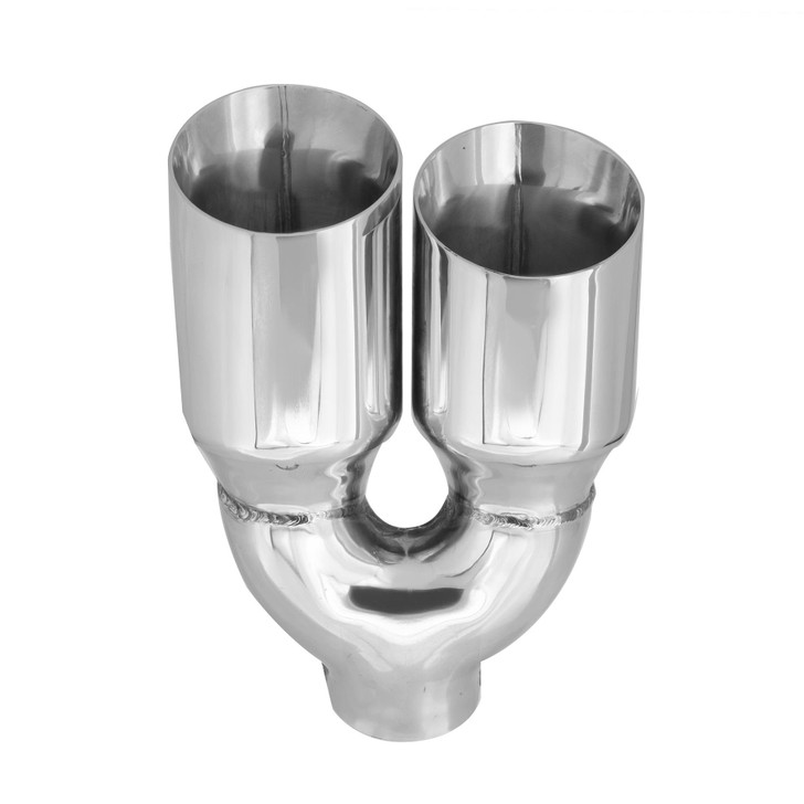 3.5 inch Round Slash Cut Mirror Polished 304 Stainless Steel Exhaust Tip - PE35022R