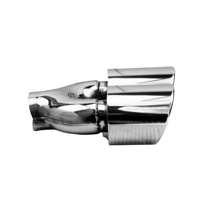 4 inch Round Slash Cut - Rolled Edge Mirror Polished 304 Stainless Steel Exhaust Tip  - PE35027L