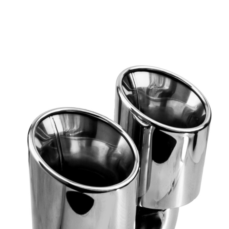 4 inch Round Slash Cut - Rolled Edge Mirror Polished 304 Stainless Steel Exhaust Tip  - PE35027L