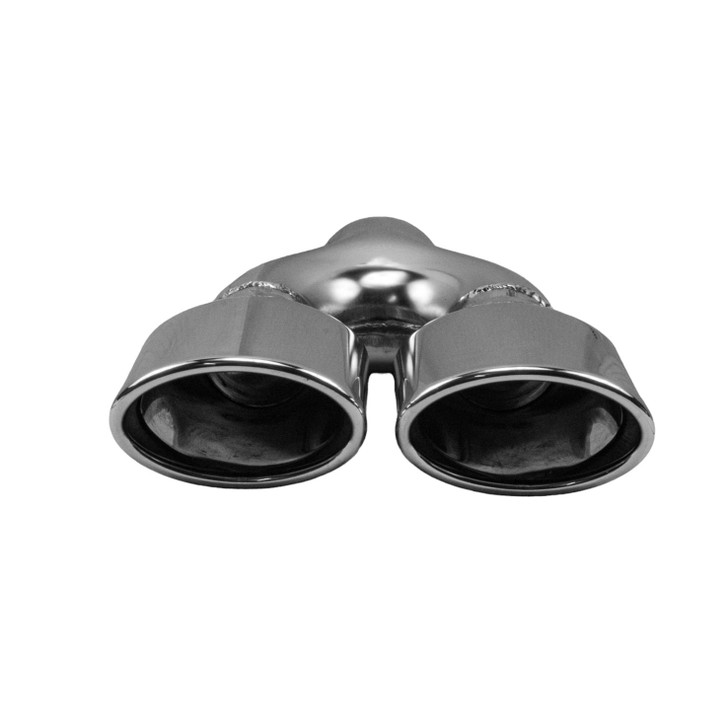 2.36 x 3.93 inch Oval Oval - Rolled Edge - Slash Cut Mirror Polished 304 Stainless Steel Exhaust Tip  - PE35031
