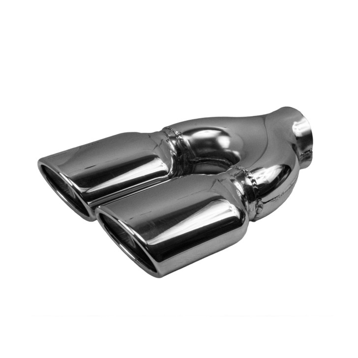 2.36 x 3.93 inch Oval Oval - Rolled Edge - Slash Cut Mirror Polished 304 Stainless Steel Exhaust Tip  - PE35031