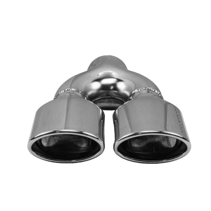 2.36 x 3.93 inch Oval Oval - Rolled Edge - Slash Cut Mirror Polished 304 Stainless Steel Exhaust Tip  - PE35031