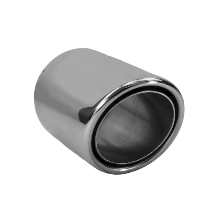 3 inch Round Slash Cut - Rolled Edge Mirror Polished 304 Stainless Steel Exhaust Tip  - PE35004