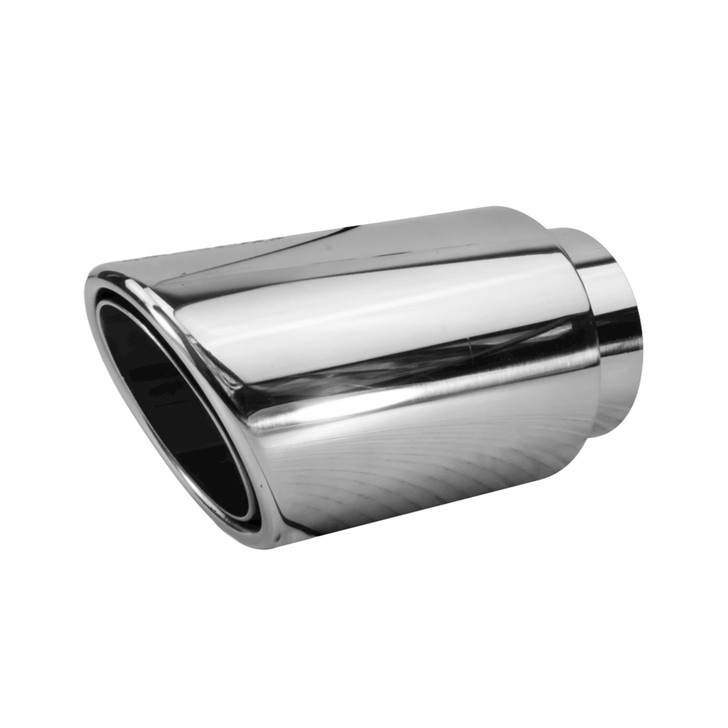 3 inch Round Slash Cut - Rolled Edge Mirror Polished 304 Stainless Steel Exhaust Tip  - PE35004