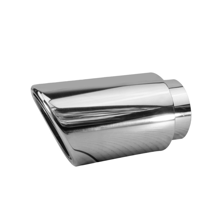 3 inch Round Slash Cut - Rolled Edge Mirror Polished 304 Stainless Steel Exhaust Tip  - PE35004
